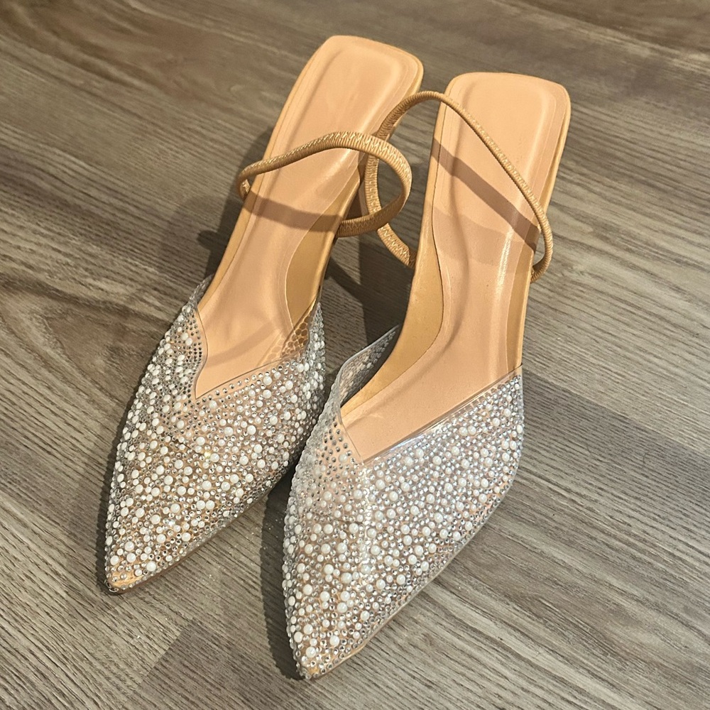 Slingback Sparkly Rhinestone Women's 10 Heels